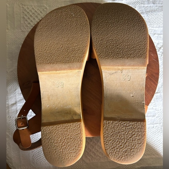 RARE Swedish Hasbeens Lacy Sandal Low Natural 39 Brown Leather - Picture 8 of 9